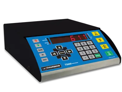 TS611 desktop weighing indicator with bright red 16-segment LED display, numeric keypad and red and green traffic light keys